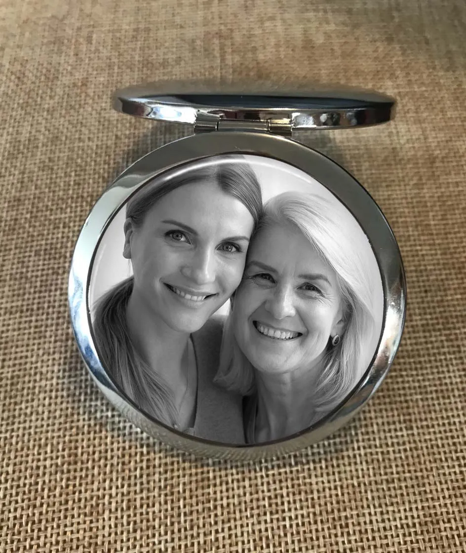 Custom Photo Pocket or Purse Mirror with optional engraving