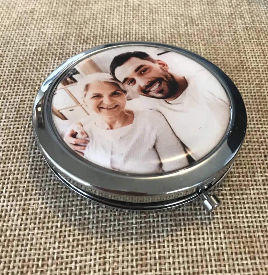 Custom Photo Pocket or Purse Mirror with optional engraving