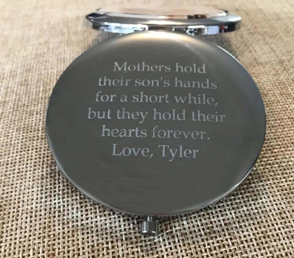 Custom Photo Pocket or Purse Mirror with optional engraving