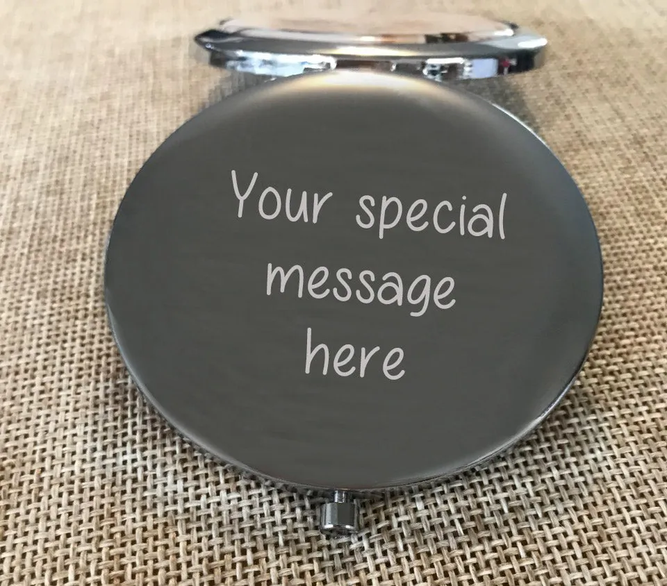 Custom Photo Pocket or Purse Mirror with optional engraving