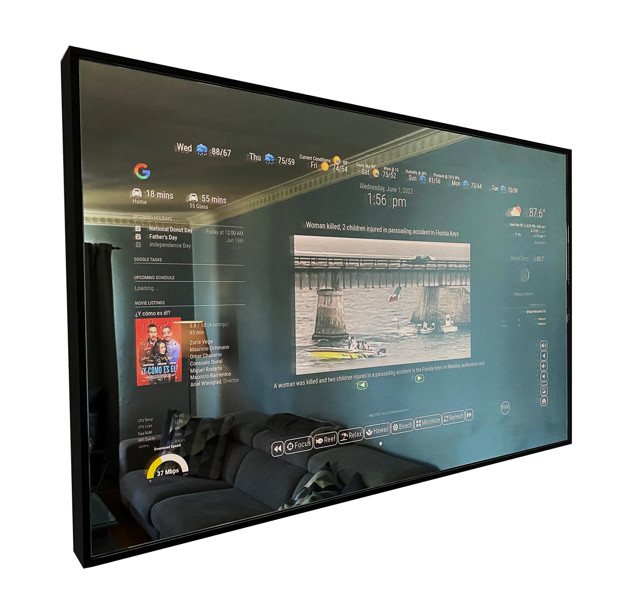 Customize Your Framed Google Assistant Smart Mirror - Choose Your Display and Frame Size