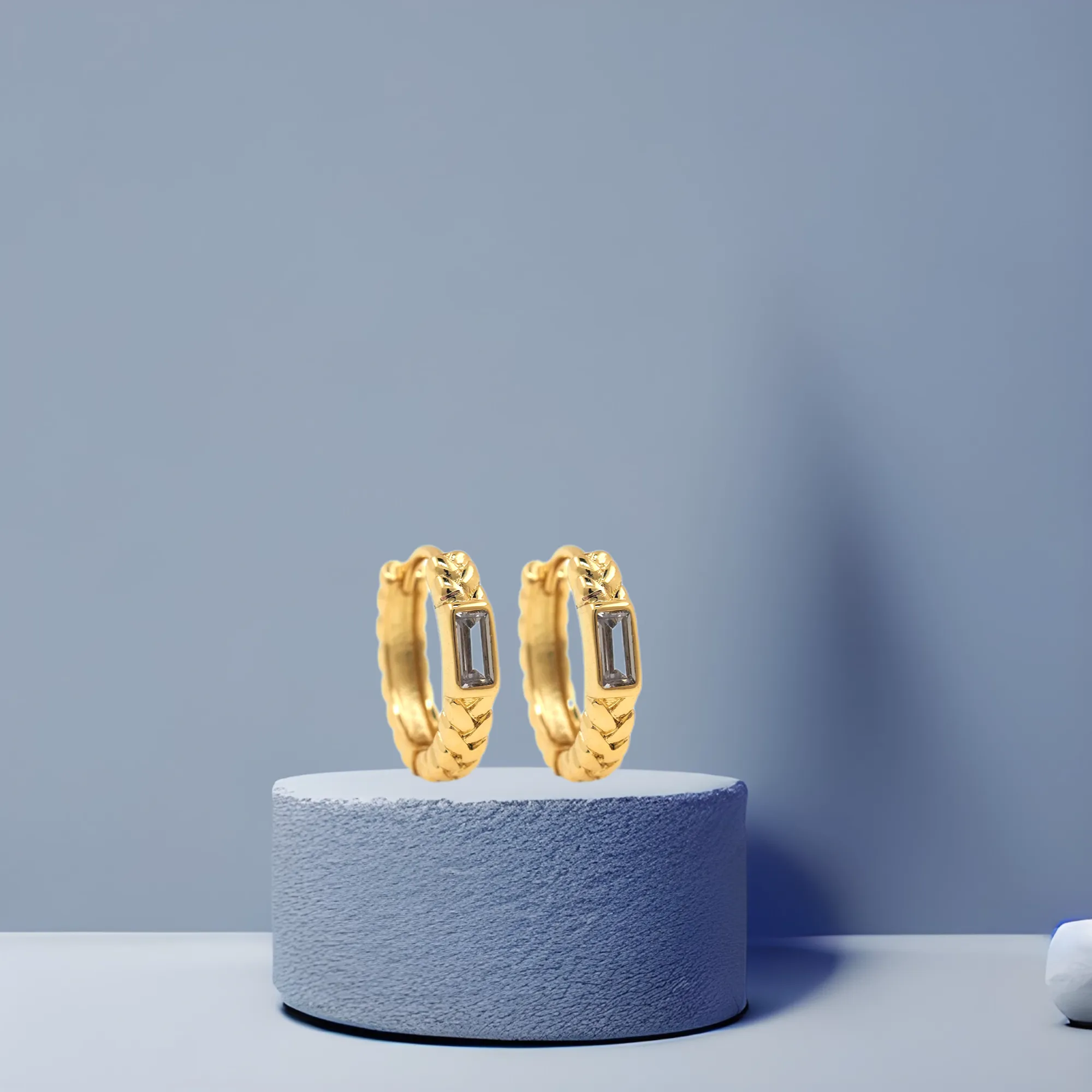 Cz Braided Hoop Earrings
