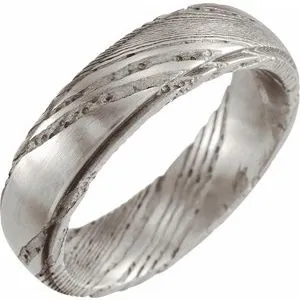 Damascus Steel 6 mm Patterned Flat Edge Band Size 11