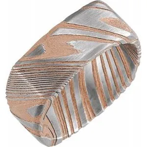 Damascus Steel 8 mm Patterned Square Band Size 11.5