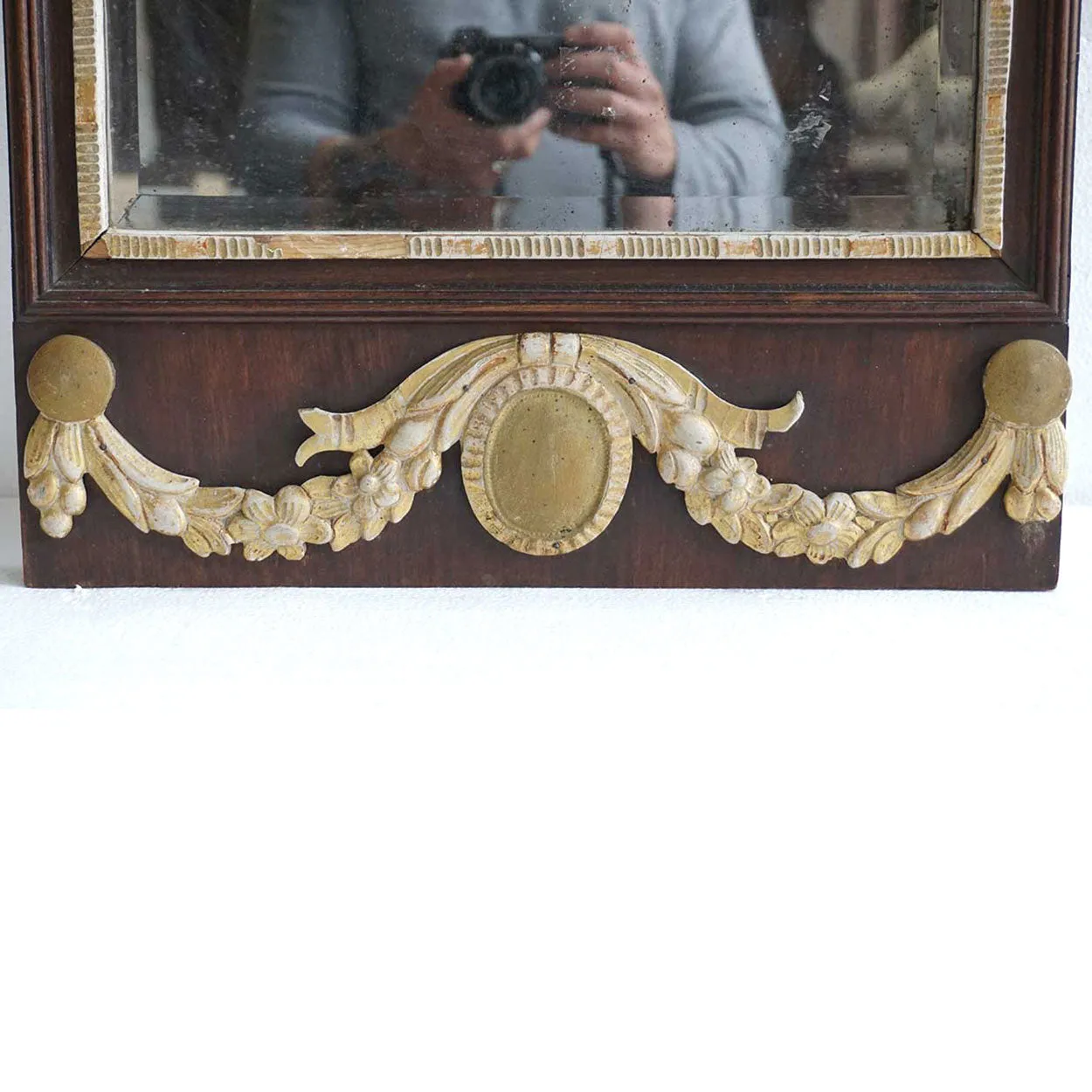 Danish Louis XVI Revival Parcel Gilt Mahogany Framed Pier Wall Mirror