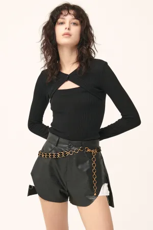 Della Cut Out Ribbed Top