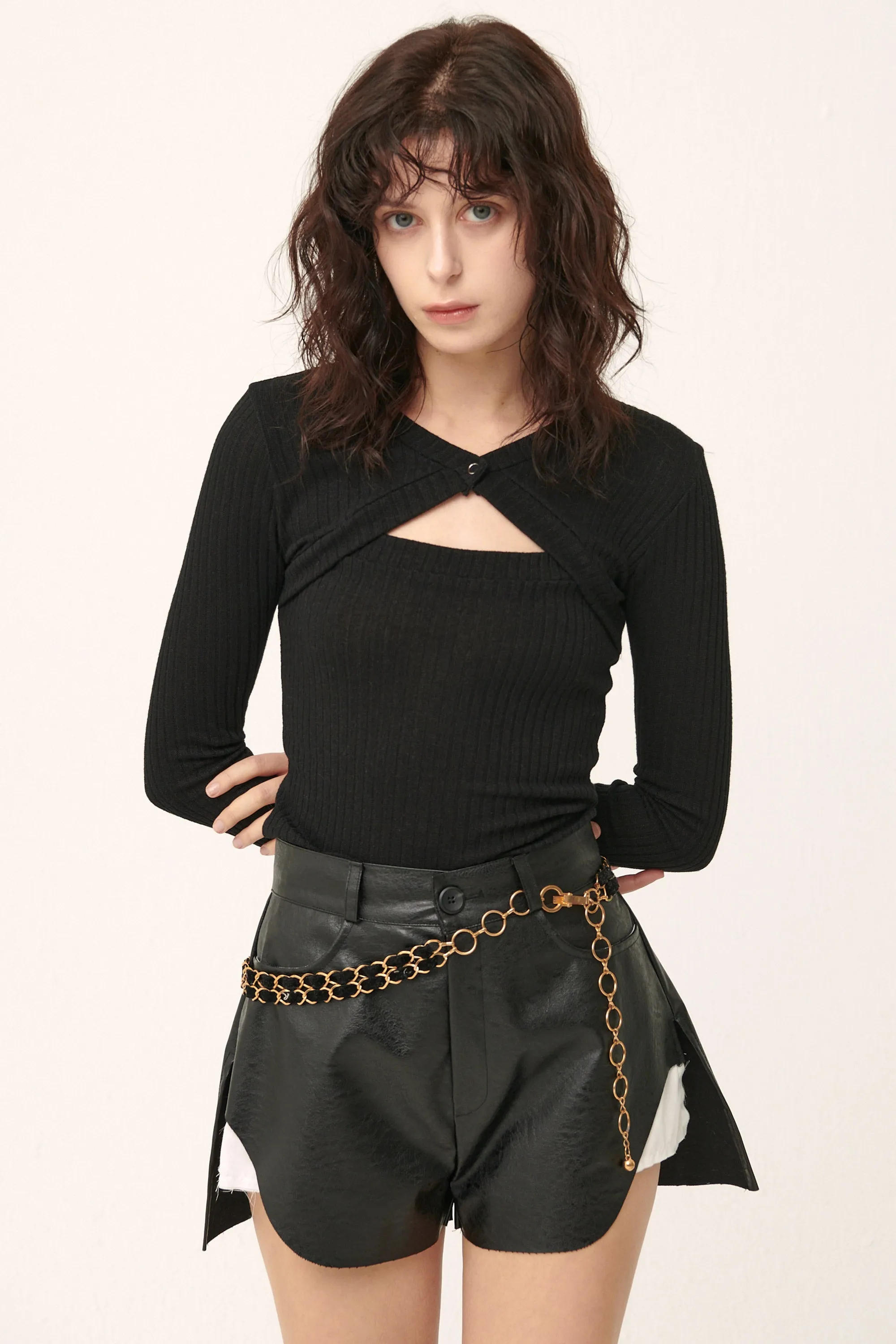Della Cut Out Ribbed Top