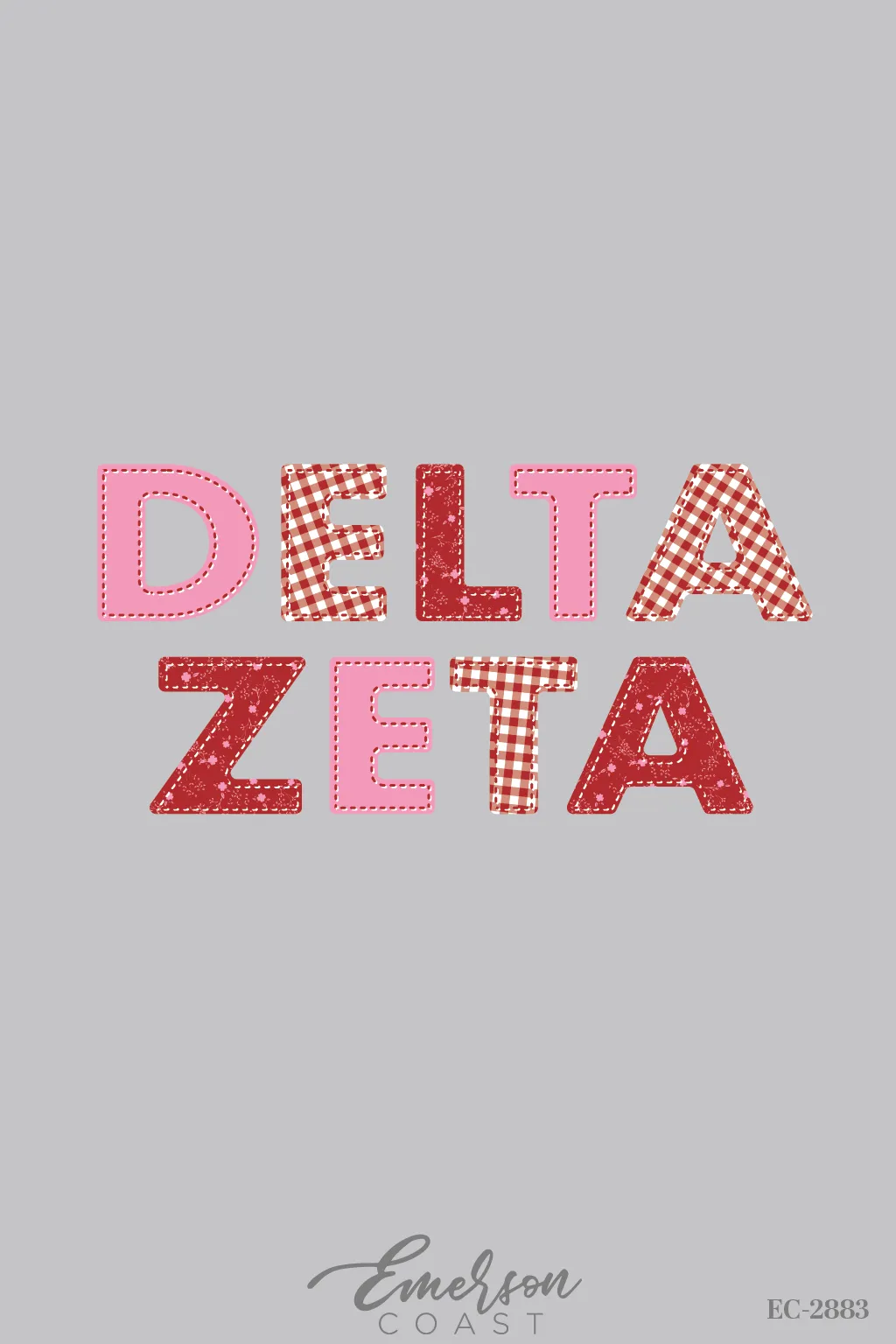 Delta Zeta Red and Pink Patterned Recruitment Tee