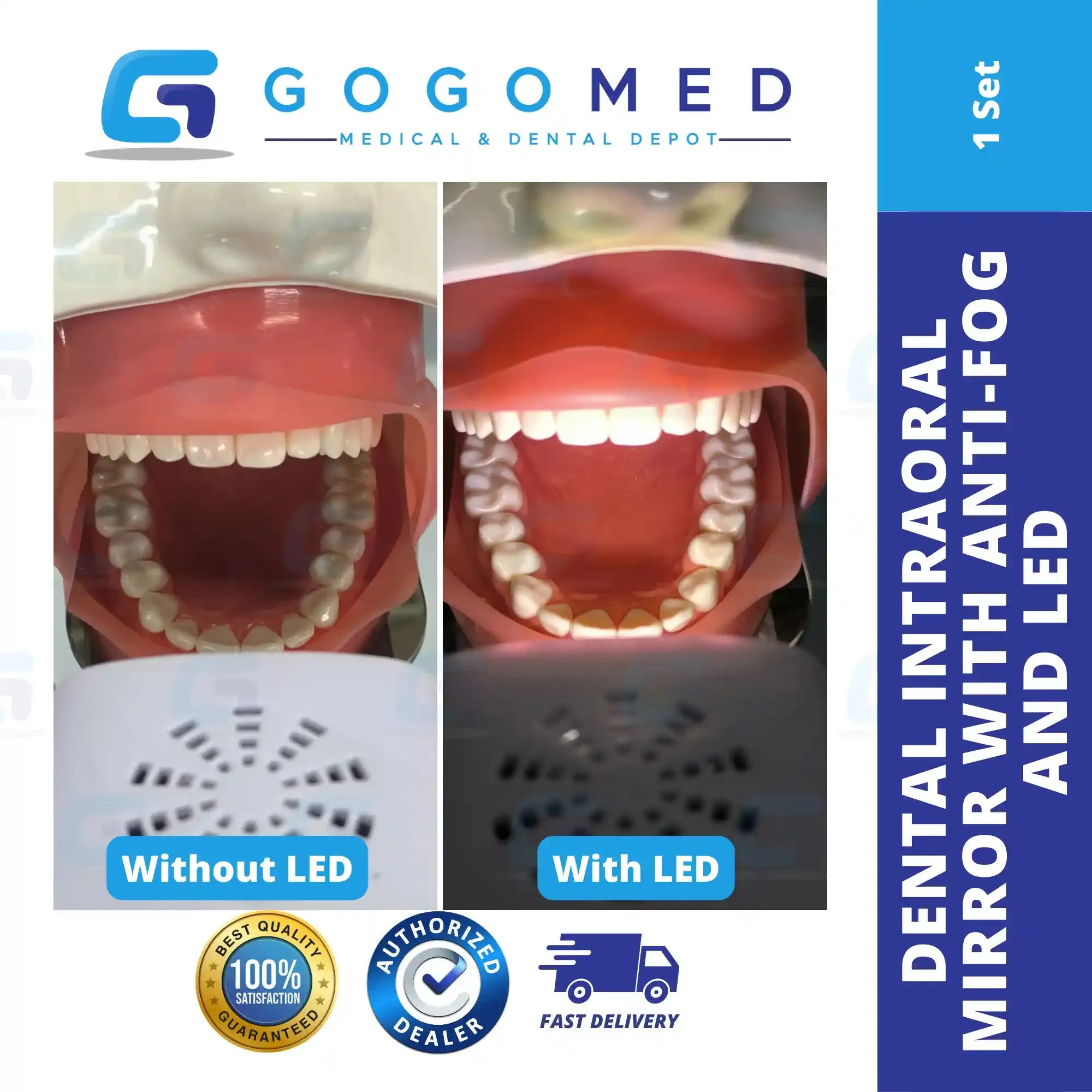 Dental Intraoral Mirror with Anti-Fog and LED