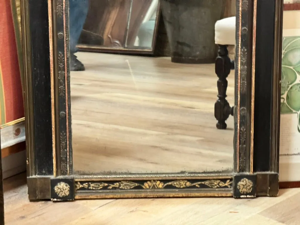 Directoire Period Trumeau Mirror, black and gilt