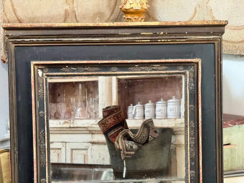 Directoire Period Trumeau Mirror, black and gilt