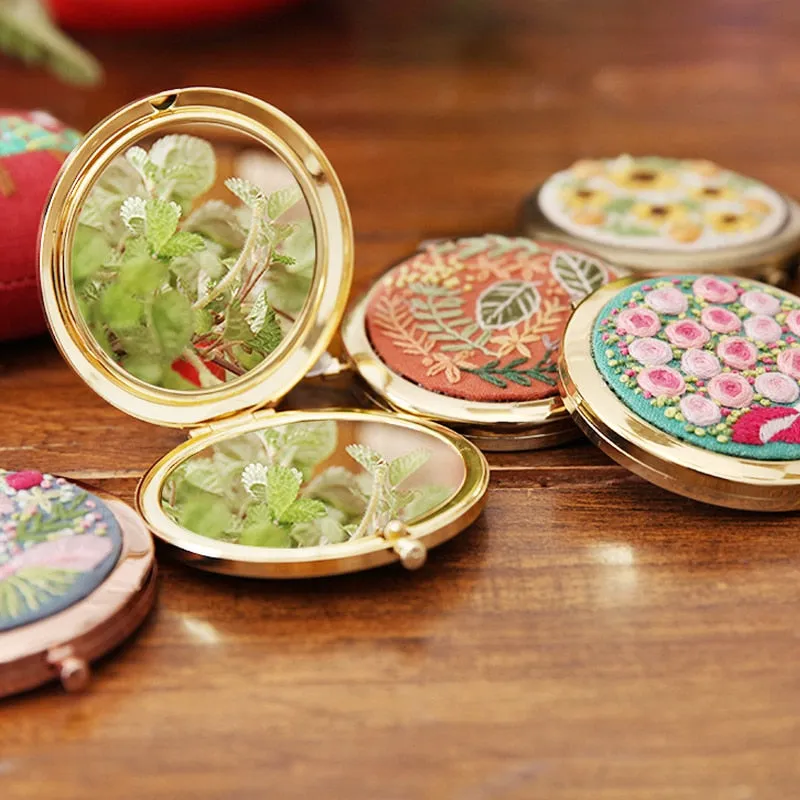 DIY Kits Embroidery Flower Compact makeup mirror