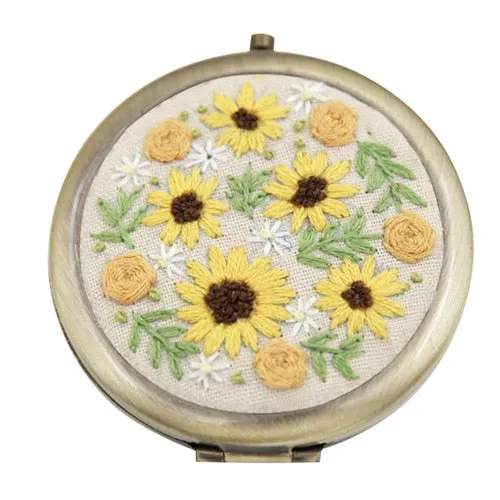 DIY Kits Embroidery Flower Compact makeup mirror