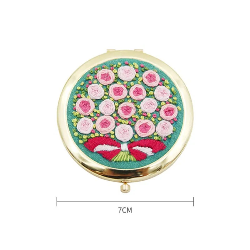 DIY Kits Embroidery Flower Compact makeup mirror