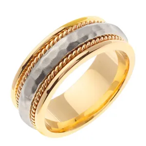 Domed Hammered Finish Design Ring Band