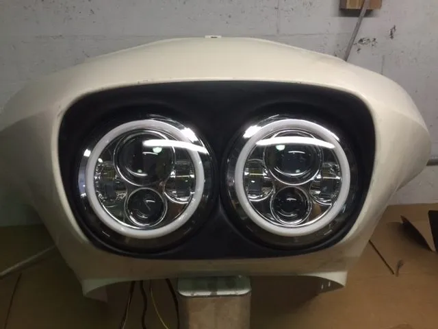 DUAL 7" DAYMAKER 2014 - 2018   PINK HALO LED Replacement ROAD GLIDE Chrome Light Bulb Headlight Harley   Bezel