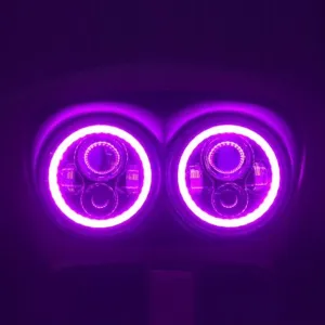 DUAL 7" DAYMAKER PINK HALO LED Replacement ROAD GLIDE Chrome Light Bulb Headlight Motorcycle Harley   Bezel