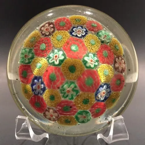 Early 1930s Chinese Art Glass Paperweight Patterned Complex Millefiori
