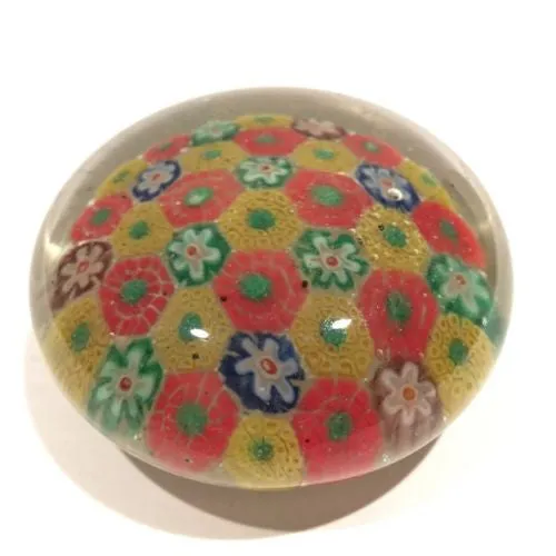 Early 1930s Chinese Art Glass Paperweight Patterned Complex Millefiori