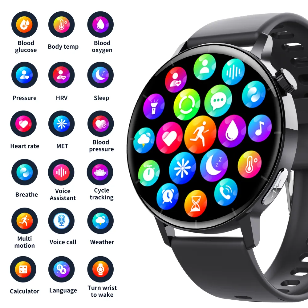 ECG monitor Smart Watch Non Invasive Blood Glucose Smart Watch with Blood Component Analysis