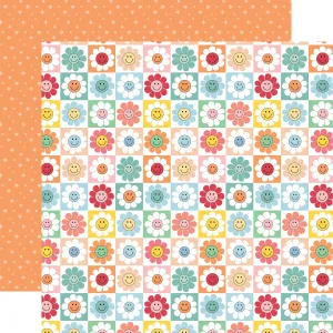 Echo Park - Have A Nice Day - 12x12 Single Sheet / Smiley Flowers