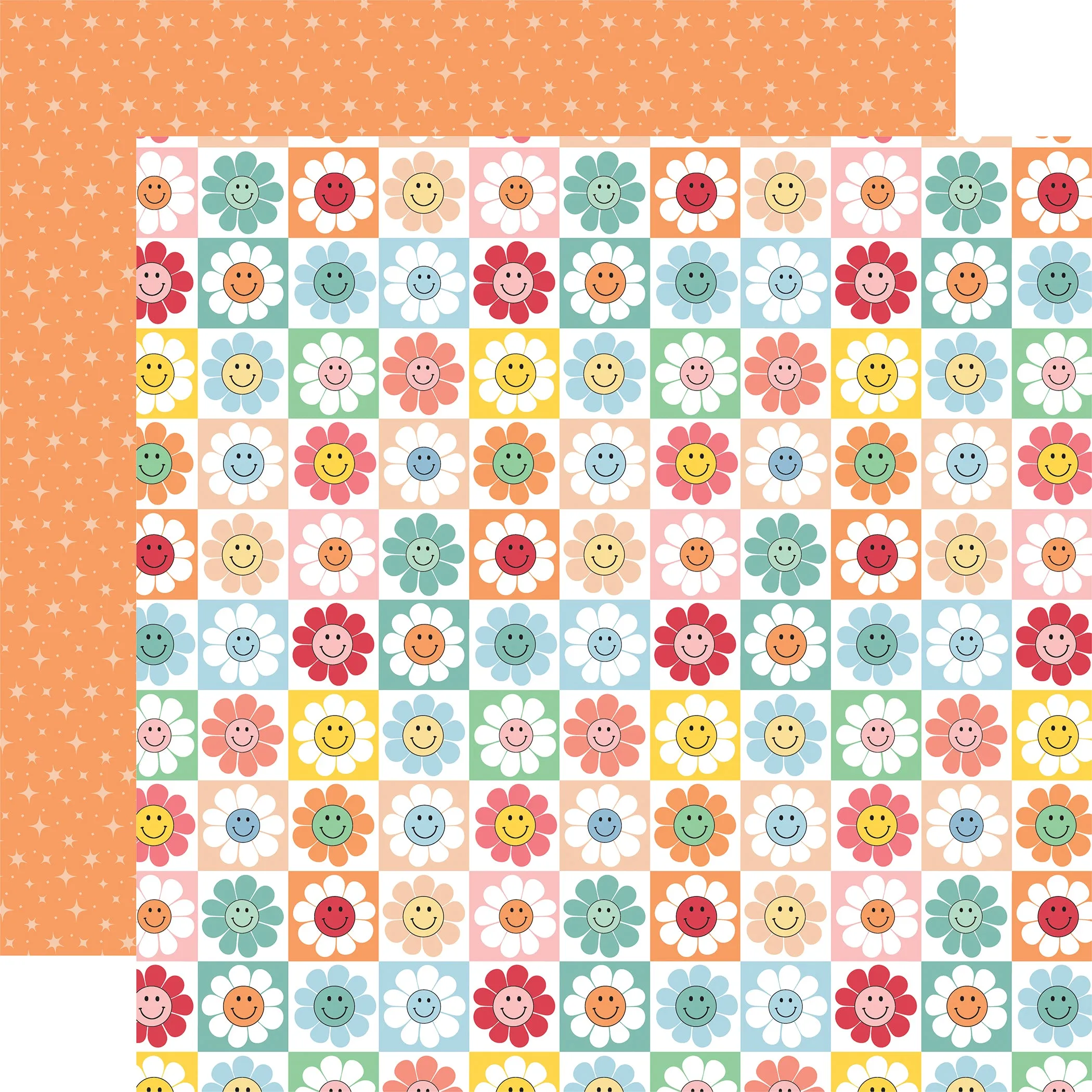 Echo Park - Have A Nice Day - 12x12 Single Sheet / Smiley Flowers