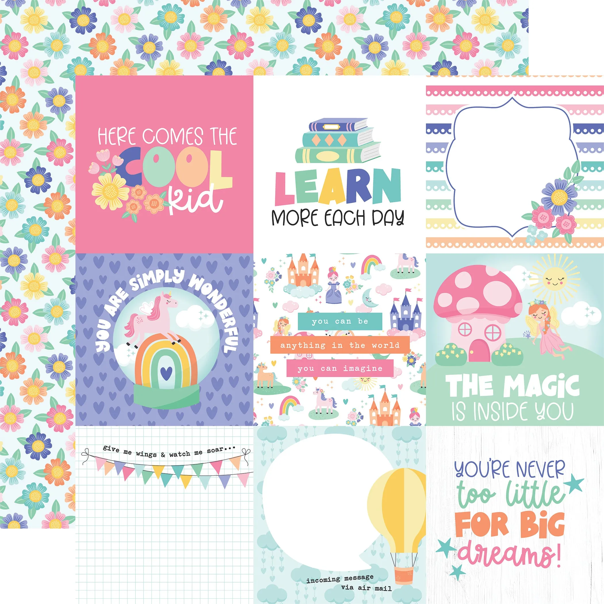 Echo Park - My Little Girl - 12x12 Single Sheet / 4x4 Journaling Cards