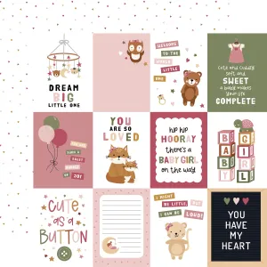 Echo Park - Special Delivery Baby Girl - 12x12 Single Sheet / 3x4 Journaling Cards