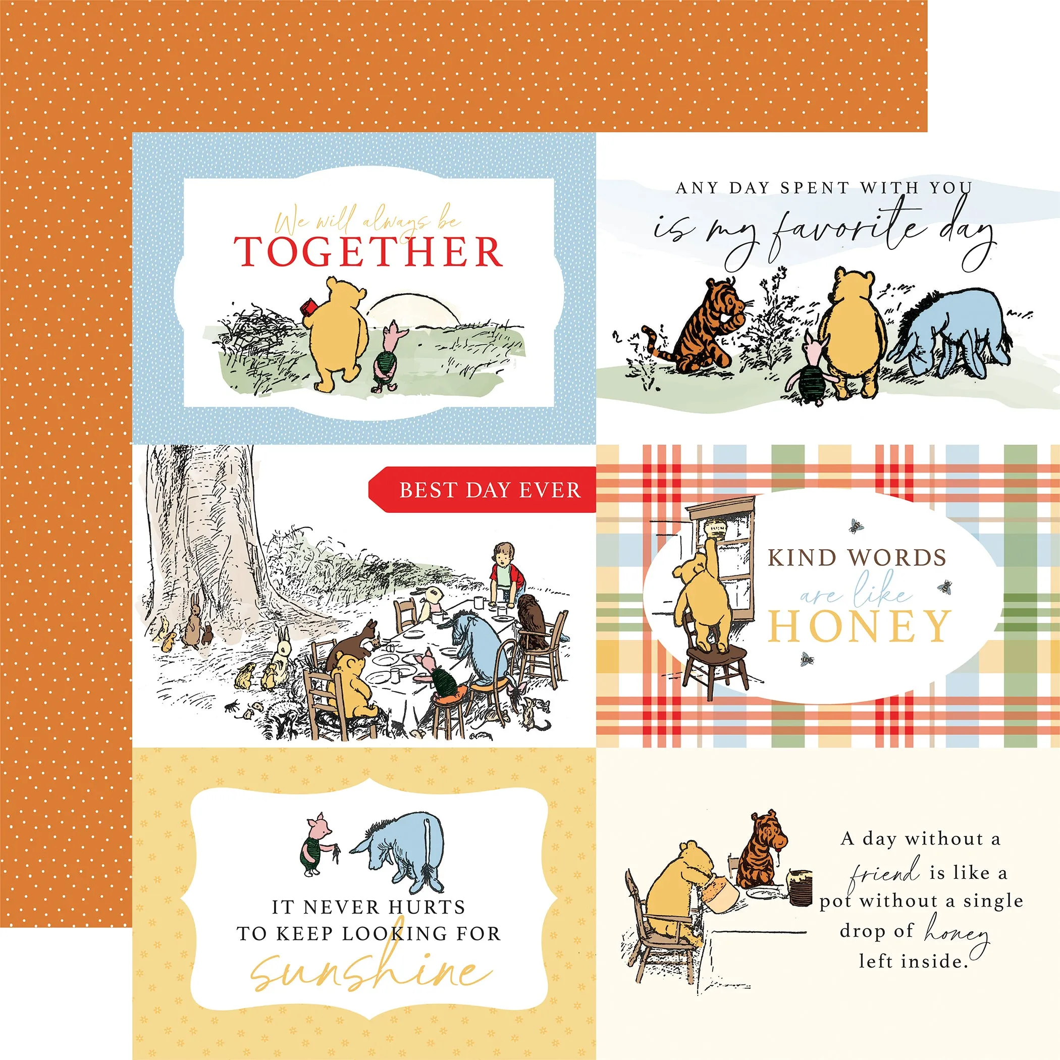 Echo Park - Winnie The Pooh - 12x12 Single Sheet / 6x4 Journaling Cards
