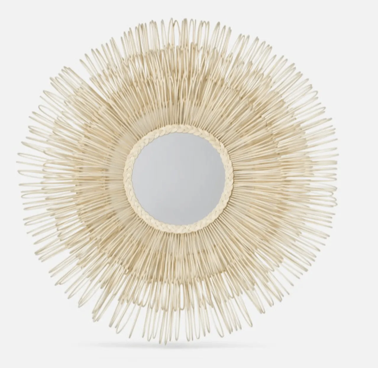 Eliza White Cane Round Mirror