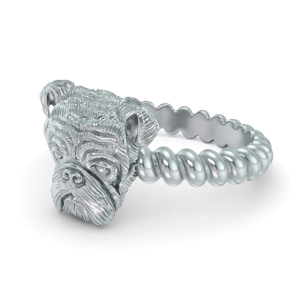 English Bulldog Breed Twisted Wire Rope Ring