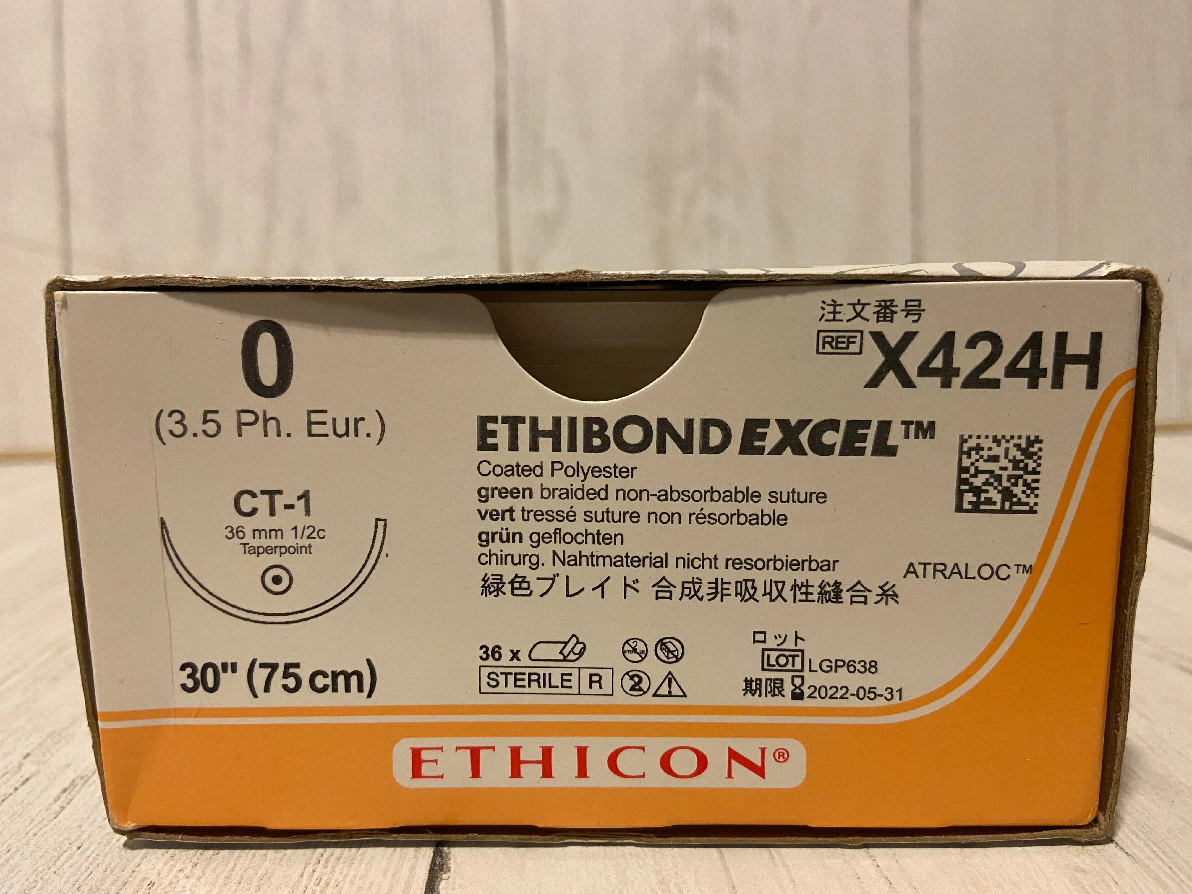 Ethicon - 0 Ethibond Excel Coated Polyester, Green Braided Non-Absorbable Suture - X424H - SOLD INDIVIDUALLY