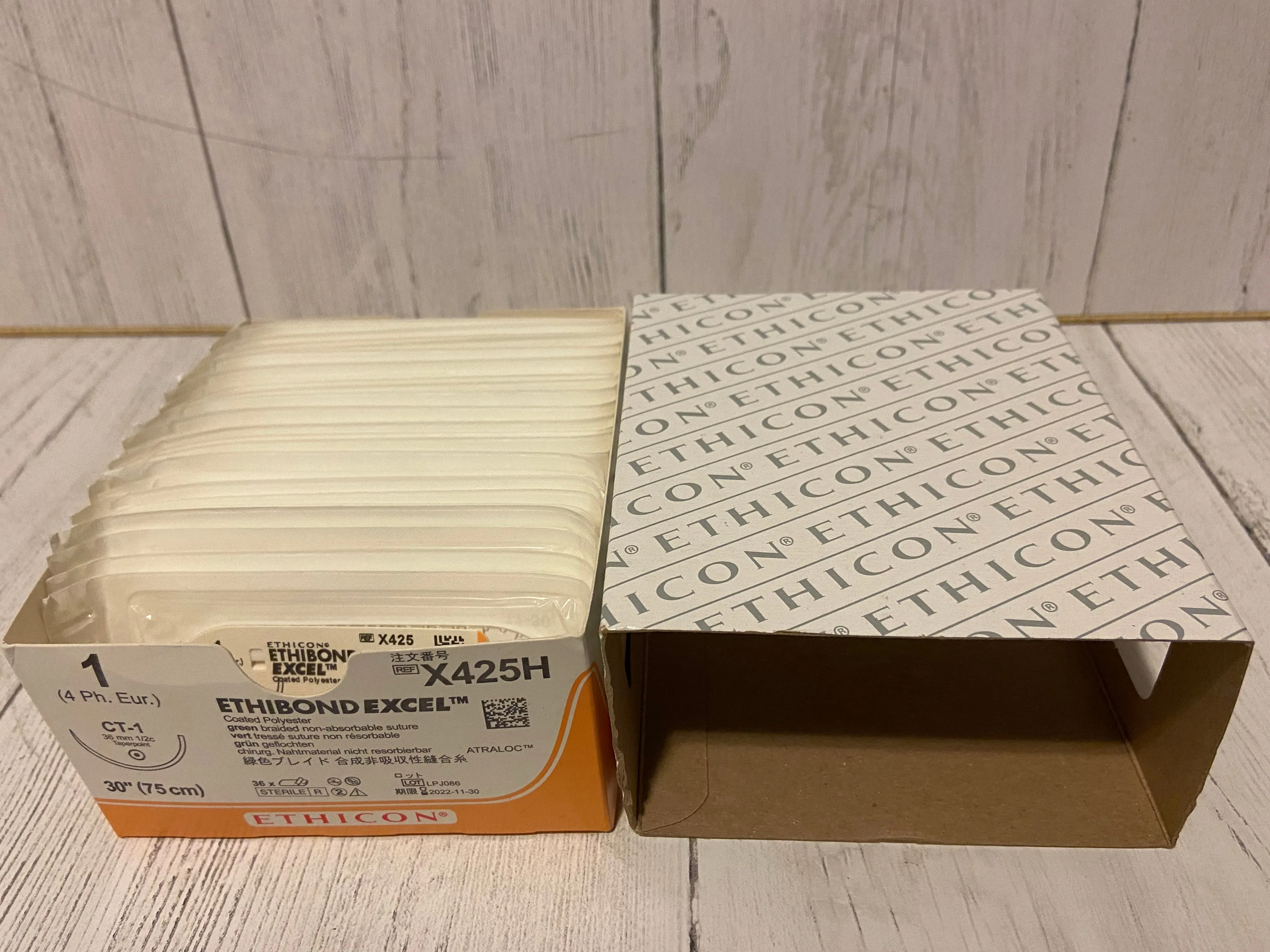Ethicon - 1 Ethibond Excel Coated Polyester, Green Braided Non-Absorbable Suture - X425H - SOLD INDIVIDUALLY