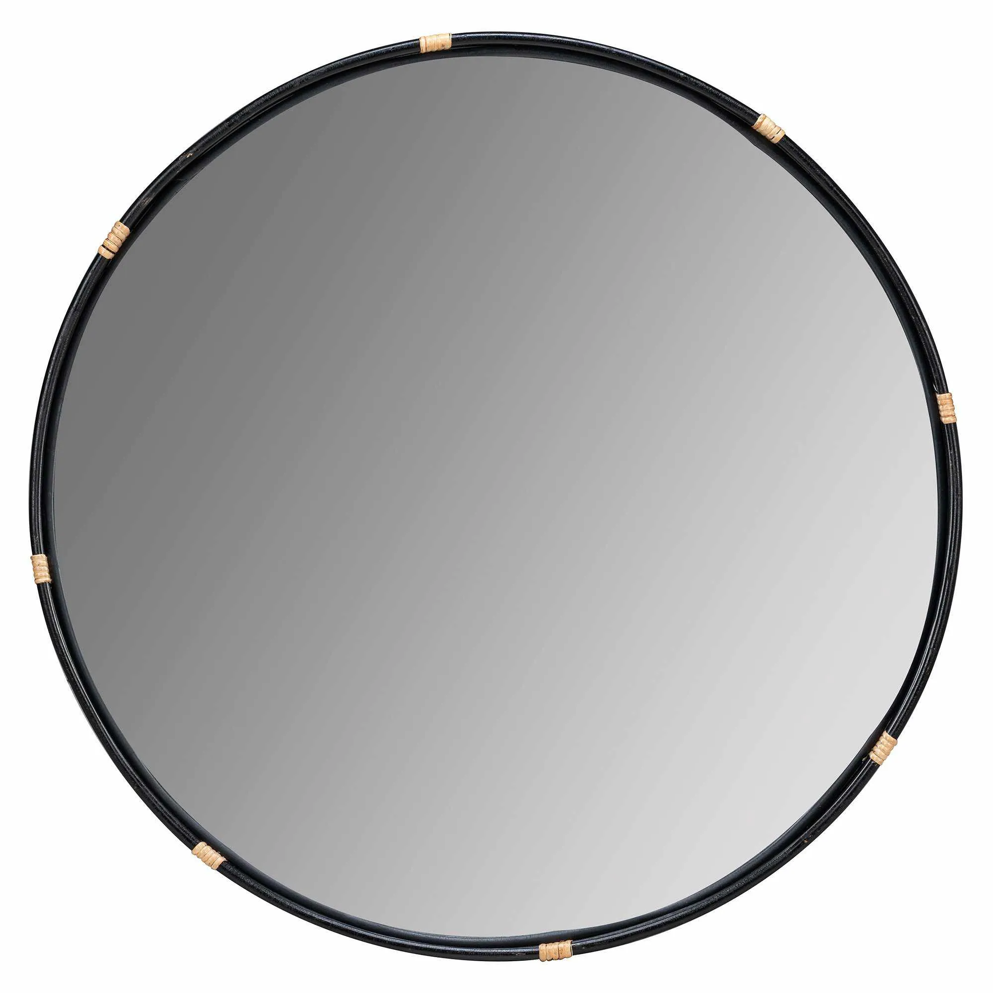 Evan Black and Natural Finish Rattan Wall Mirror