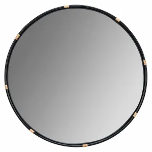 Evan Black and Natural Finish Rattan Wall Mirror