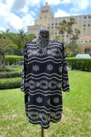 Eyelet Cotton V-Neck Cover Up Shirt