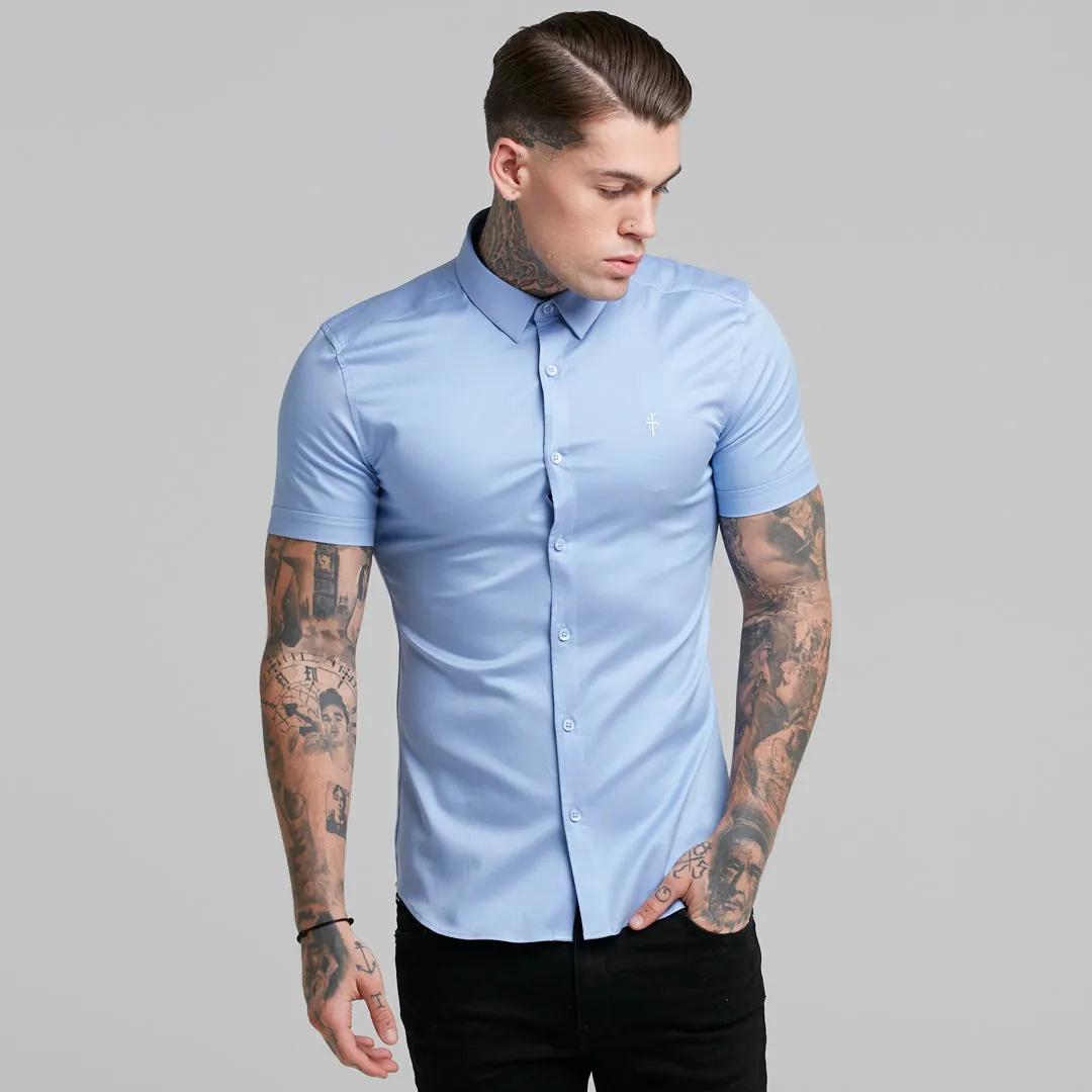 Father Sons Super Slim Luxe Ultra Stretch Cornflower Blue Short Sleeve -  FS386