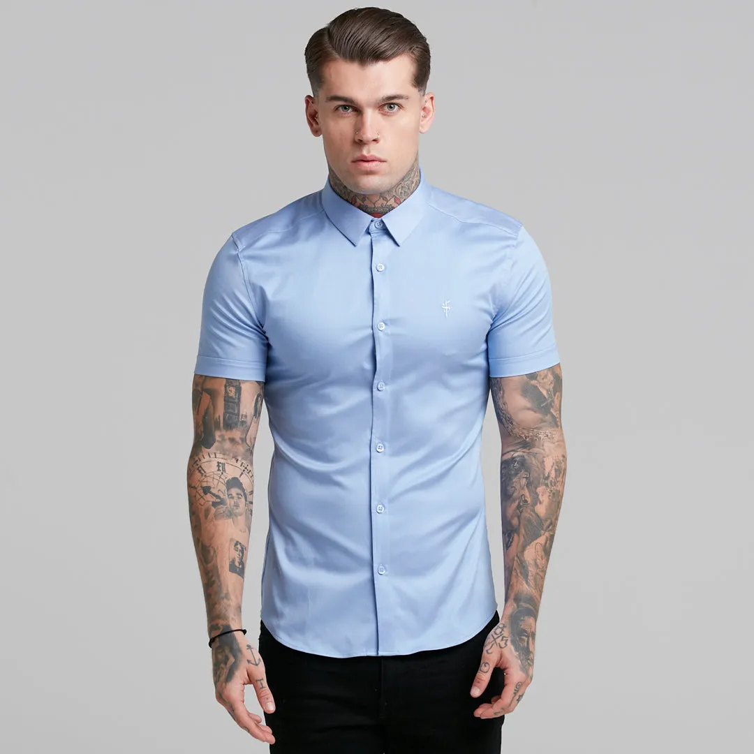 Father Sons Super Slim Luxe Ultra Stretch Cornflower Blue Short Sleeve -  FS386