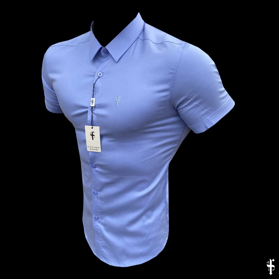 Father Sons Super Slim Luxe Ultra Stretch Cornflower Blue Short Sleeve -  FS386