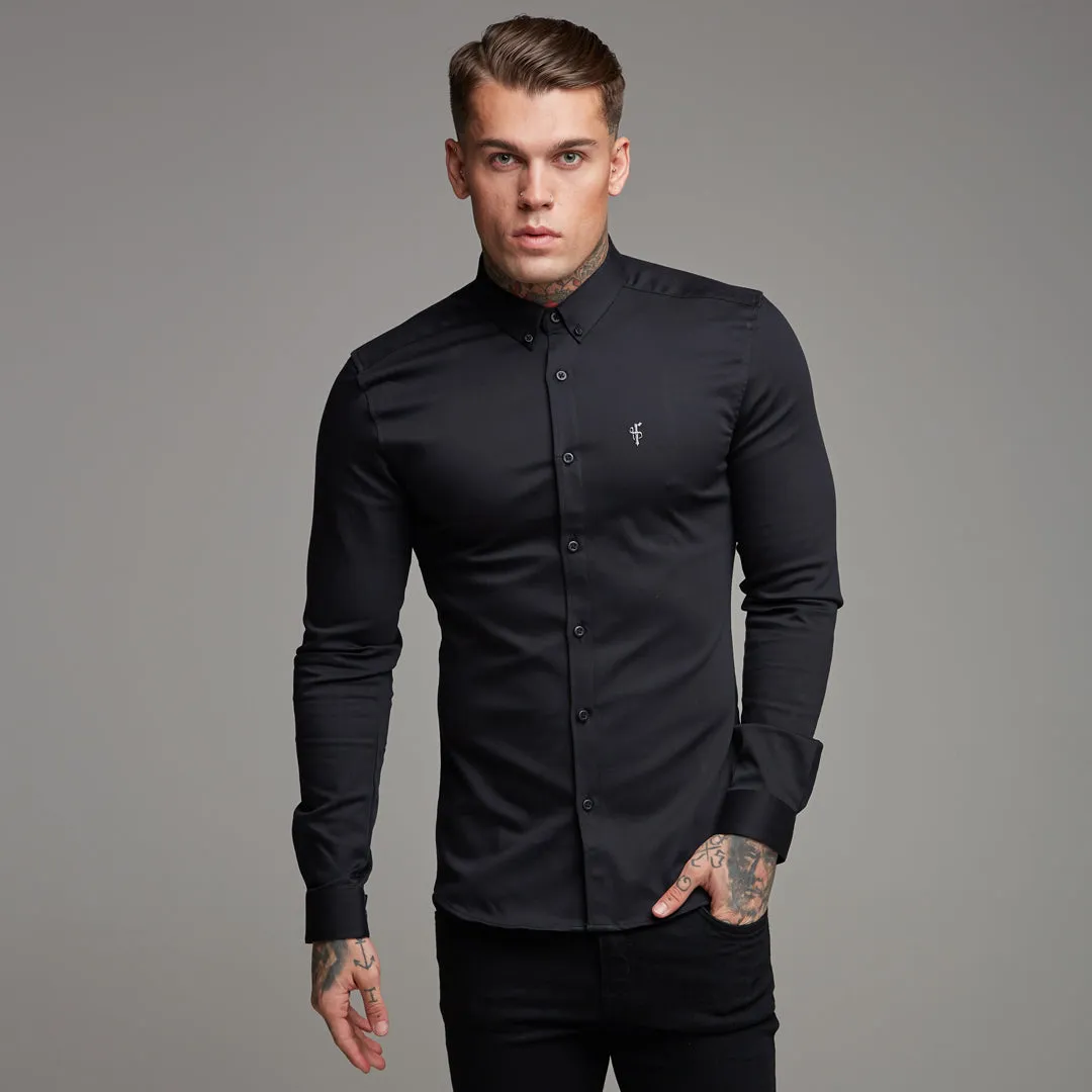 Father Sons Super Slim Stretch Black Denim Long Sleeve (Silver Emblem) - FS295
