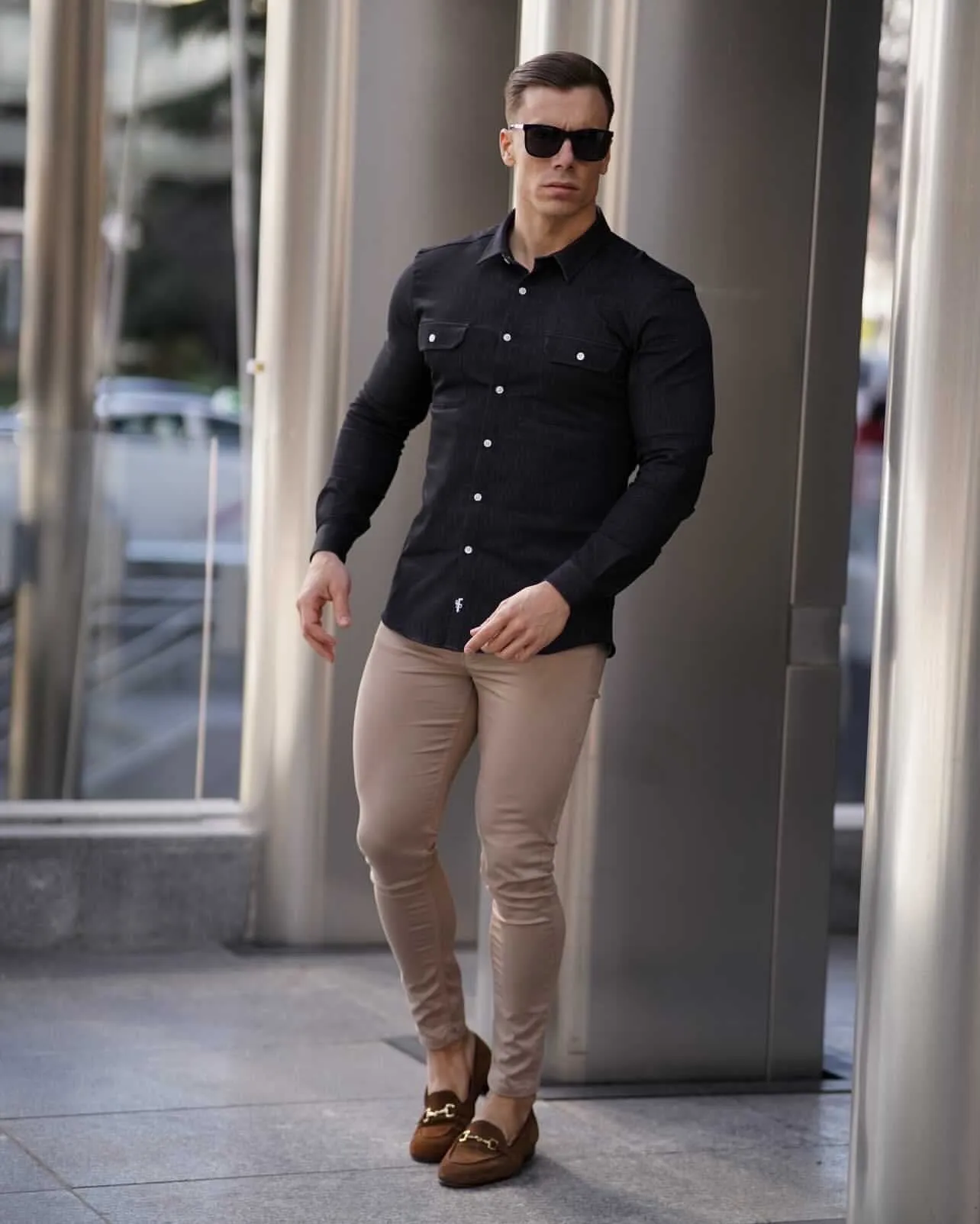 Father Sons Super Slim Stretch Charcoal Denim Shacket - FS760