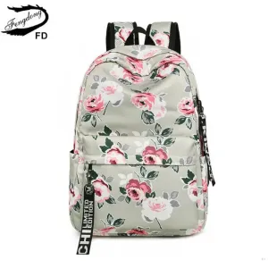 FengDong chinese style floral school backpack flowers backpacks for teenage girls school bags laptop computer bag schoolbag gift