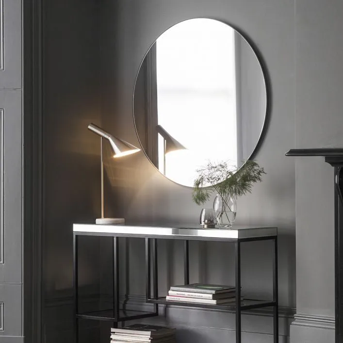 FITZ 100cm Black Round Wall Mirror
