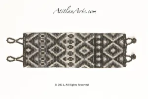 Flat Bracelet Black & Silver Diamond Pattern