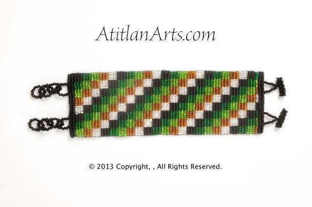 Flat Bracelet Greens Gold White Black wide