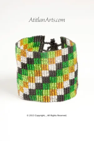 Flat Bracelet Greens Gold White Black wide