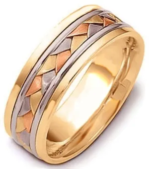 Flat Hand Braided Design Ring Band