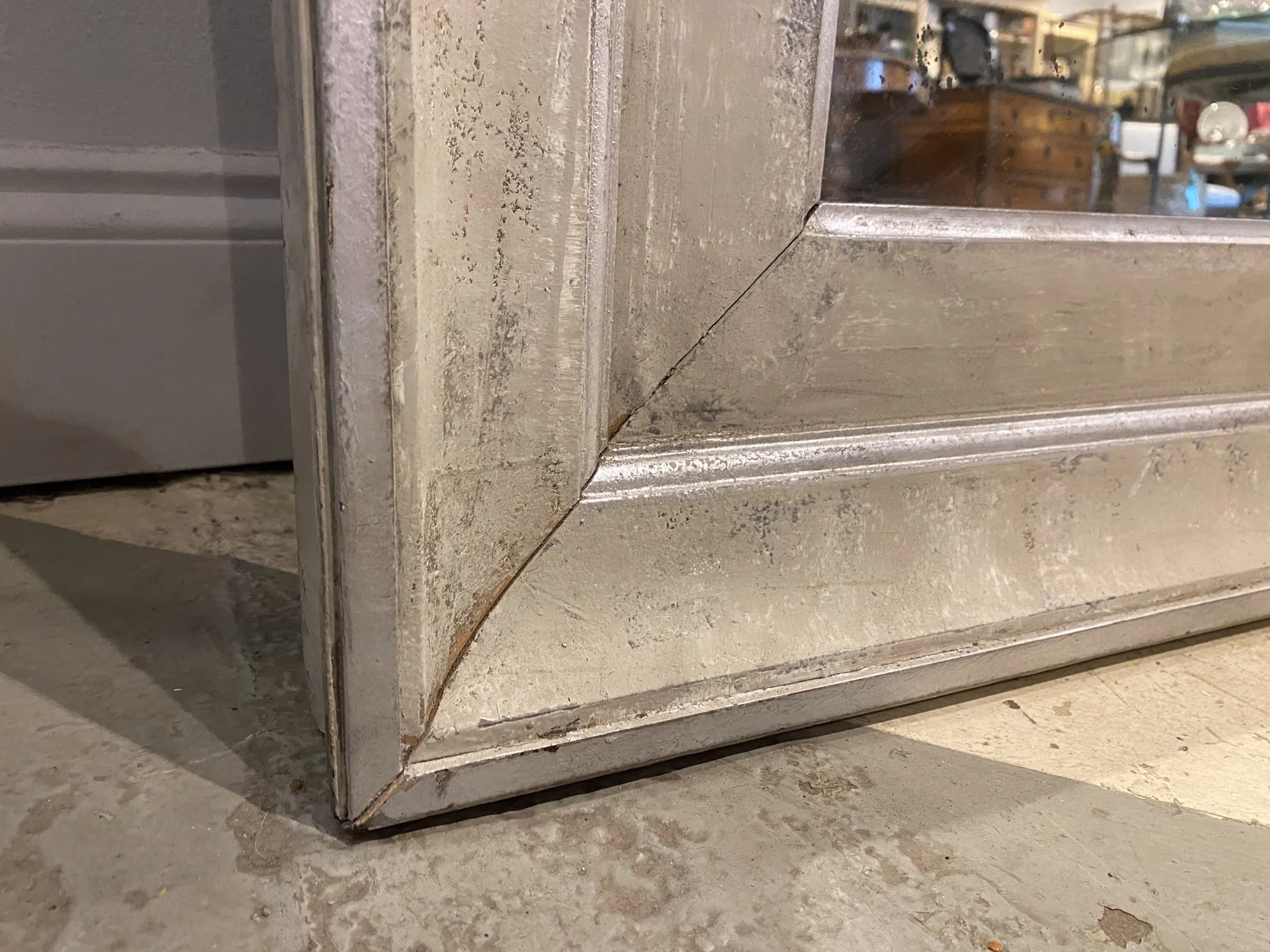 Floor Mirror Crafted from Antique French Frame in Greige and Silver Gilt Finish