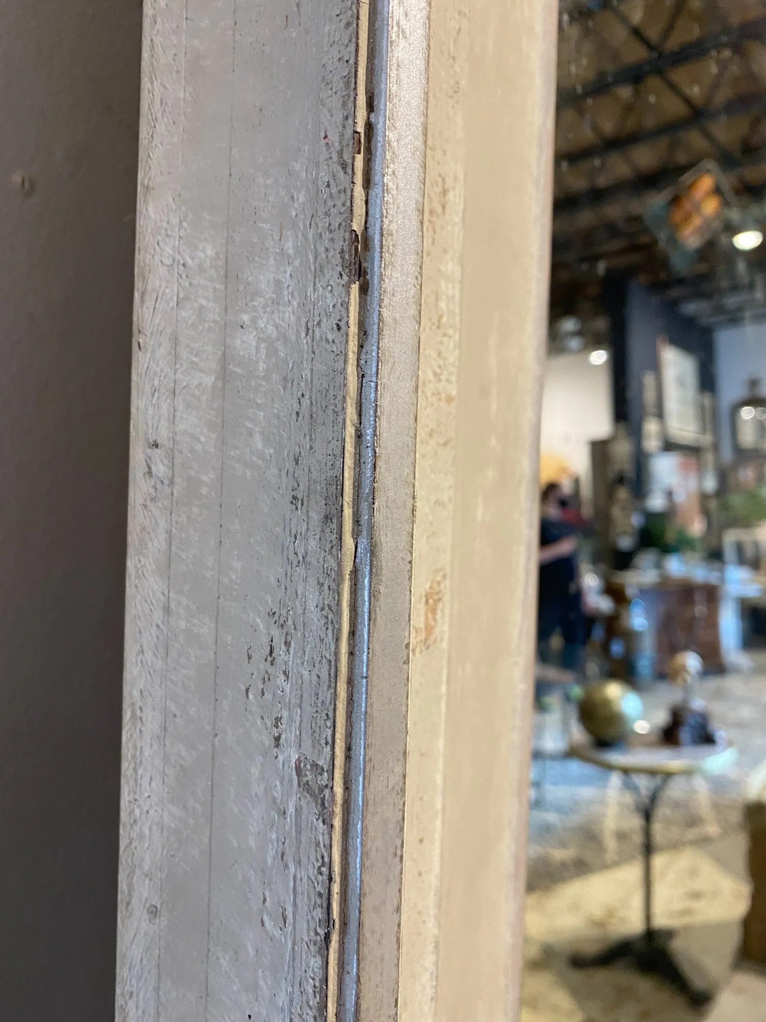 Floor Mirror Crafted from Antique French Frame in Greige and Silver Gilt Finish