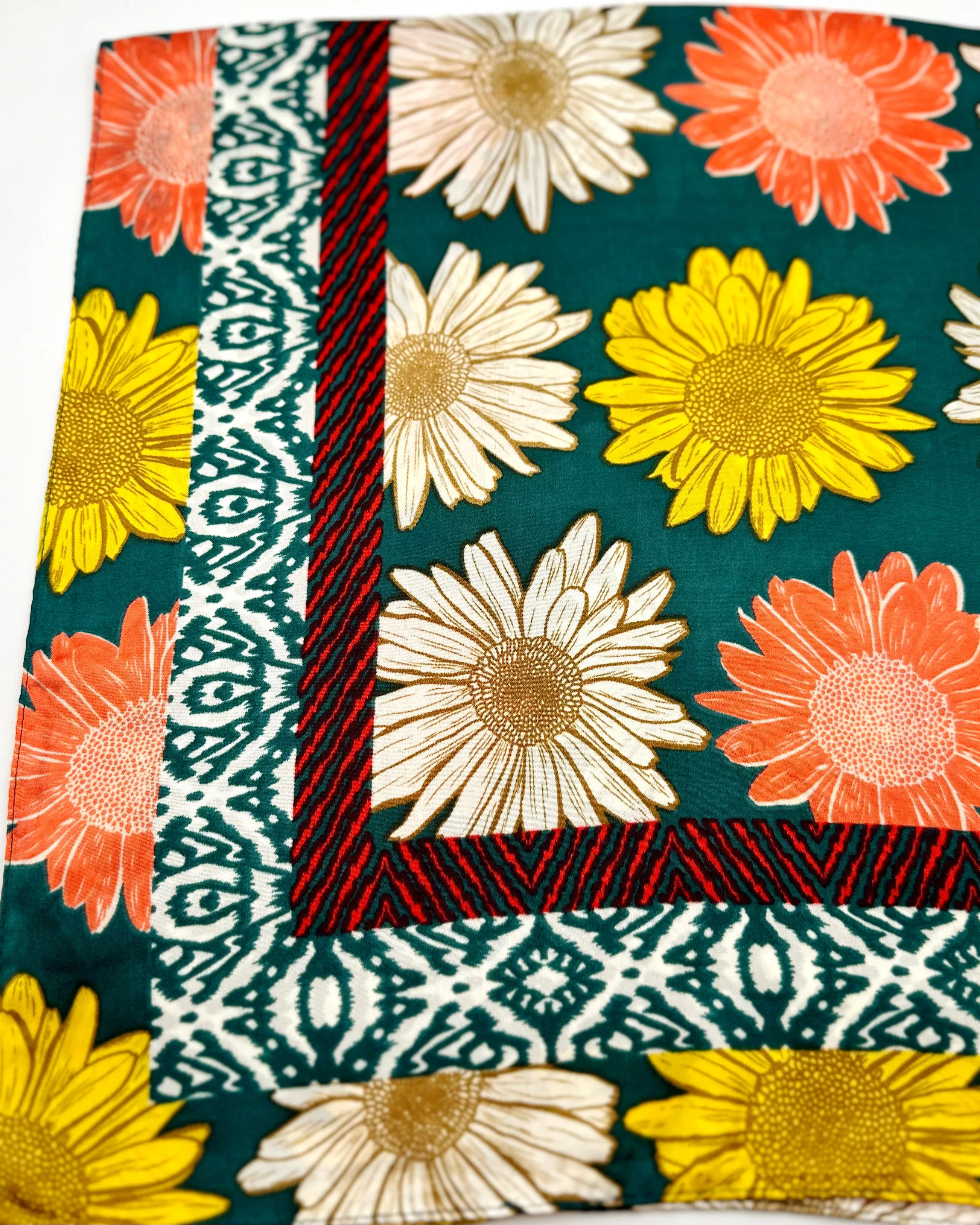Floral Print Silky Bandana Scarf